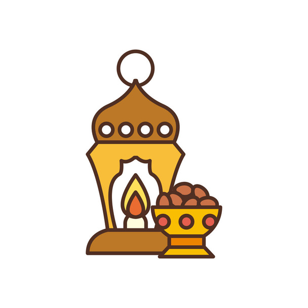 Ramadan lantaarn en data vullen stijl pictogram vector ontwerp - Vector, afbeelding