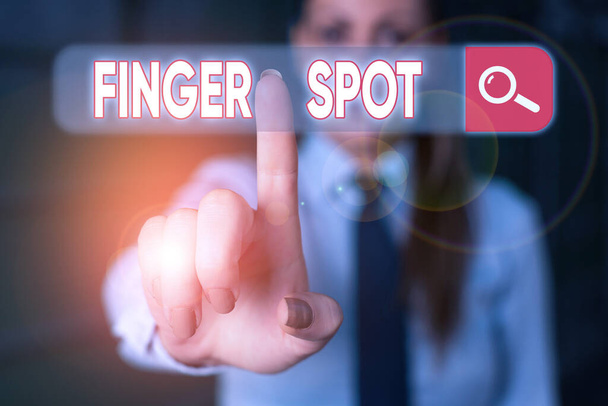 Sana kirjoittaa tekstiä Finger Spot. Liiketoiminta käsite Pieniä nestetäytteisiä rakkuloita kutsutaan rakkulat näkyvät sormella
. - Valokuva, kuva