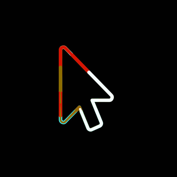 Szimbólum egér mutató többszínű körök és csíkok. Piros, barna, kék, fehér   - Fotó, kép
