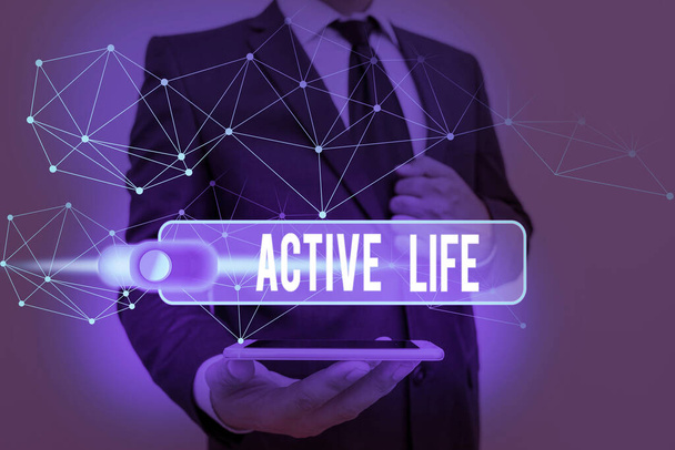 Conceptual hand writing showing Active Life. Business photo text way of life that integrates physical activity into your everyday. - Photo, Image