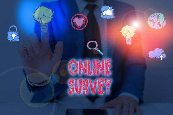 Text sign showing Online Survey. Conceptual photo type of assessment that is conducted via the Internet. - Φωτογραφία, εικόνα