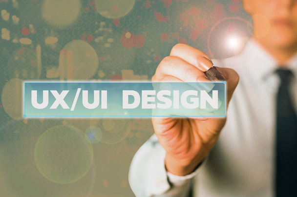 Kelime yazma Ux veya Ui Design. Tek bir tüketici deneyiminin iki farklı unsuru için iş kavramı. - Fotoğraf, Görsel