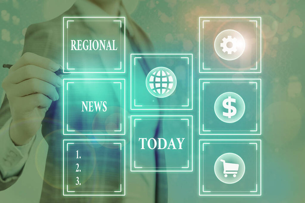 Texte textuel Regional News. Concept d'entreprise pour la couverture d'événements, par les nouvelles, dans un contexte local
. - Photo, image