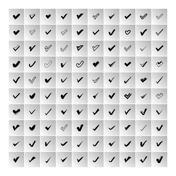 ellenőrző lista, jelölőikon szürke négyzet alakú gombokkal beállítva - Vektor, kép