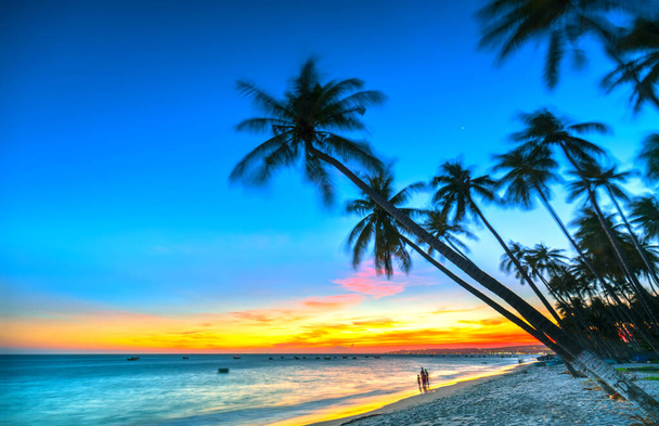 Coucher de soleil sur une plage tropicale en été au centre du Vietnam
 - Photo, image