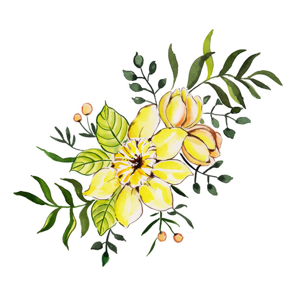 Watercolor Flowers isolated on white background - Vektori, kuva