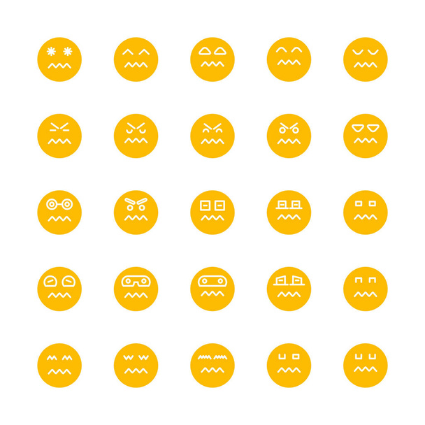 sárga emotikon, emoji kör arc készlet - Vektor, kép