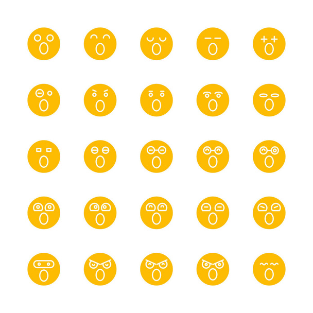 κίτρινο emoticon, σετ προσώπου emoji κύκλο - Διάνυσμα, εικόνα