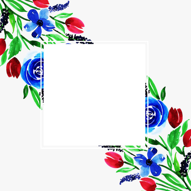Watercolor Floral Frame Multi-Purpose Background for Anniversary,birthday,wedding and other celebrations - Vector, Image