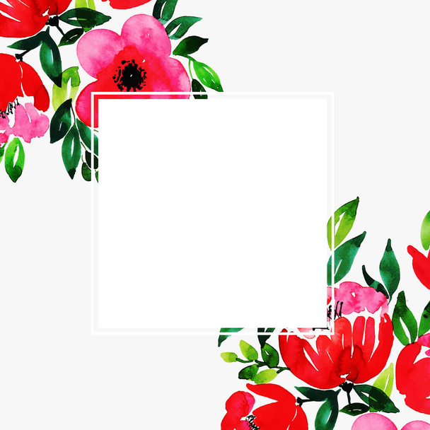 Watercolor Floral Frame Multi-Purpose Background for Anniversary,birthday,wedding and other celebrations - Vektor, kép