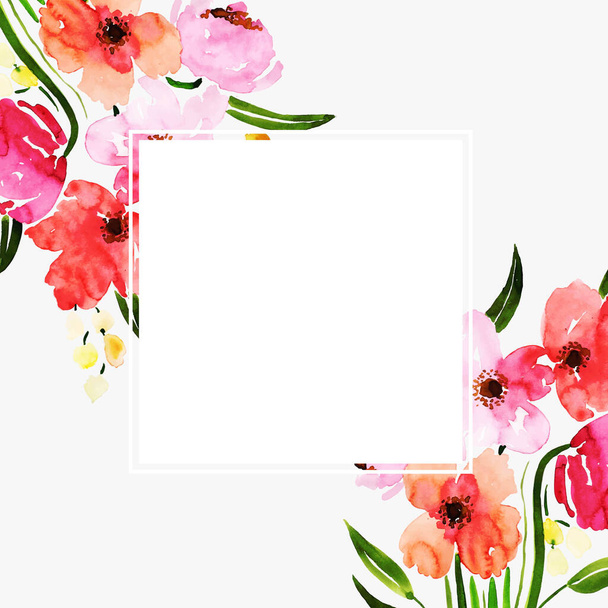 Watercolor Floral Frame Multi-Purpose Background for Anniversary,birthday,wedding and other celebrations - Vektor, obrázek