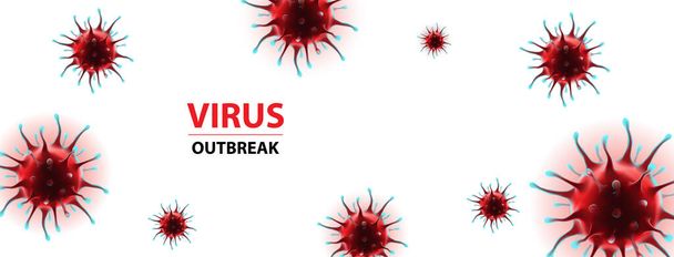 Горизонтальний банер соціальних мереж ілюстрація вірусу коронавірусної епідемії
 - Вектор, зображення
