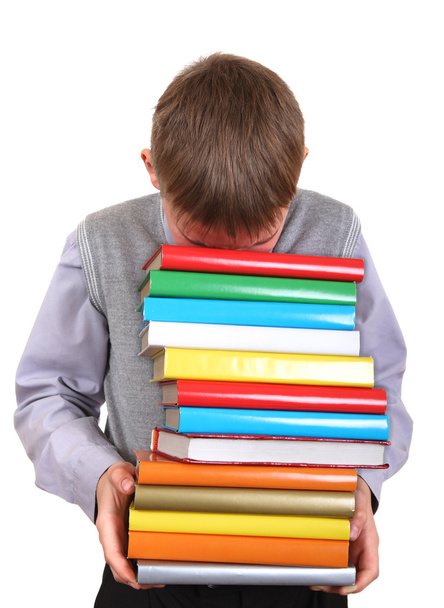 Boy holding Pile of the Books - Φωτογραφία, εικόνα