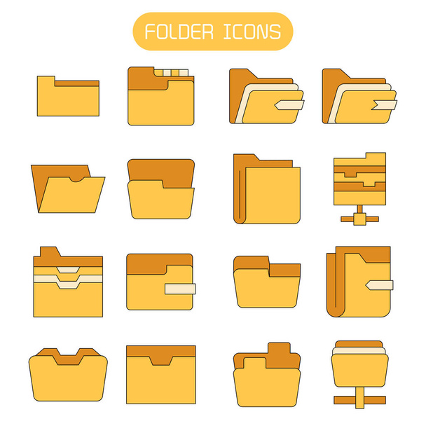 conjunto de iconos de carpeta y archivo amarillo
 - Vector, imagen