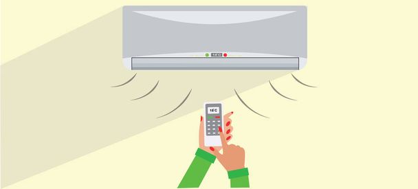 Air Conditioner controlled with remote vector flat design - Vector, Image