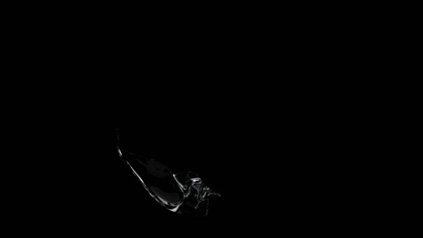 Kristallklare Wasser-Splash-Animation auf schwarzem Hintergrund - Filmmaterial, Video