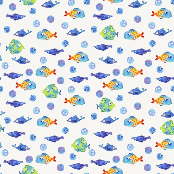Bright seamless pattern aquarium, sea fish.  - Foto, afbeelding