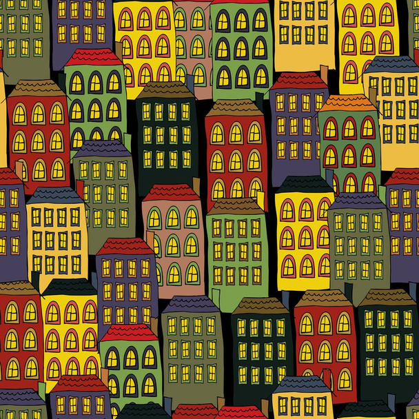 seamless pattern with houses - Vektor, Bild