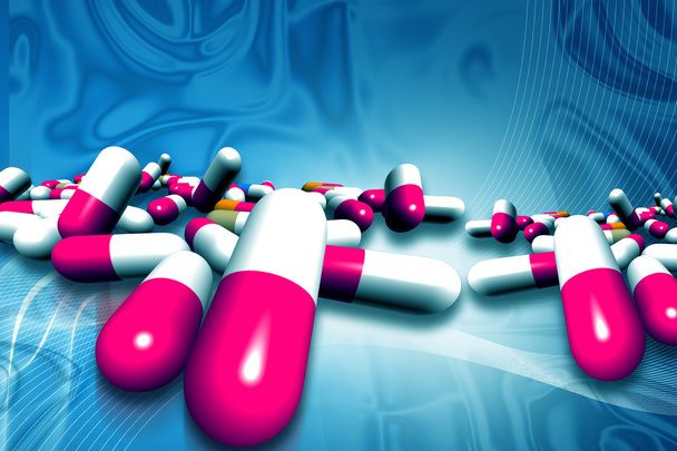 Digital illustration of capsule in color background - Photo, Image