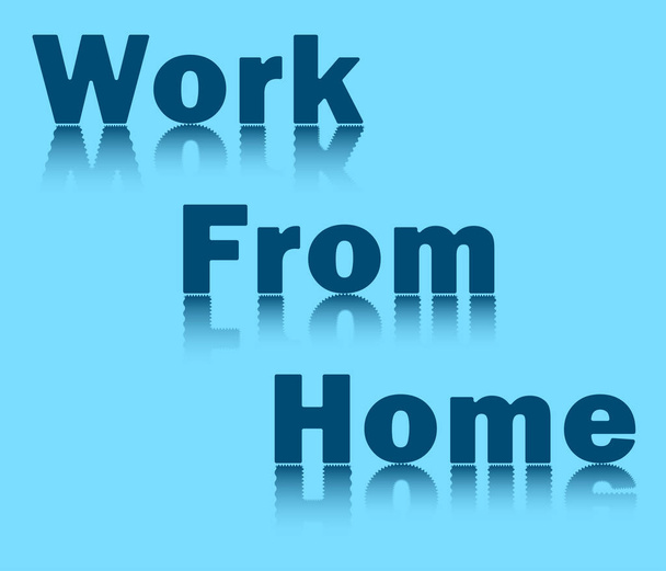 Placa azul con el trabajo de texto desde casa en el momento de la cuarentena y la epidemia. Vector EPS 10
. - Vector, imagen