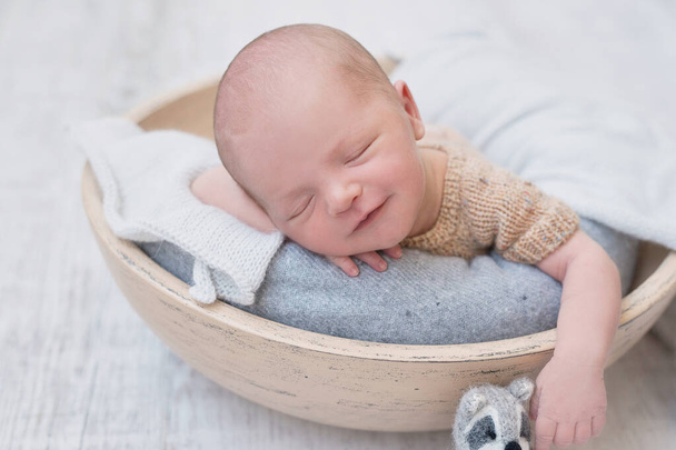 Sleeping newborn baby. Healthy and medical concept. Healthy child, concept of hospital and happy motherhood. Infant baby. Happy pregnancy and childbirth. Children's theme. Baby and childen's goods. - Photo, Image