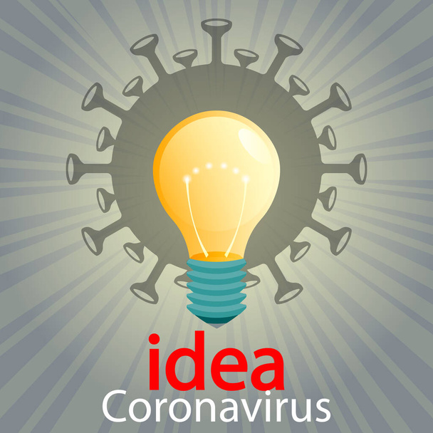 Silhueta de coronavírus, lâmpada e raios de luz. Composição da gripe asiática
 - Vetor, Imagem