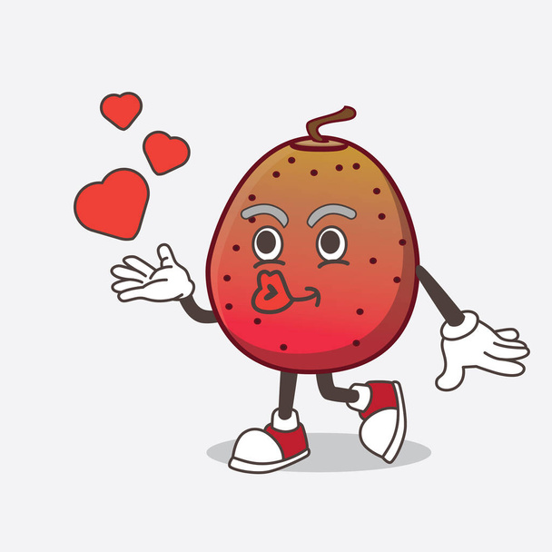 Изображение персонажа мультфильма "Индийская смоковница", дразнящего поцелуем сердца
 - Вектор,изображение