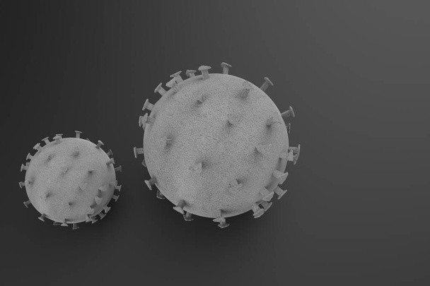 Coronavirus 2019-nCov új coronavirus koncepció fellelhető ázsiai influenza kitörés és a koronavírusok influenza veszélyes influenza törzs esetekben, mint egy világjárvány. A mikroszkóp vírus közeledik. 3d illusztráció - Fotó, kép