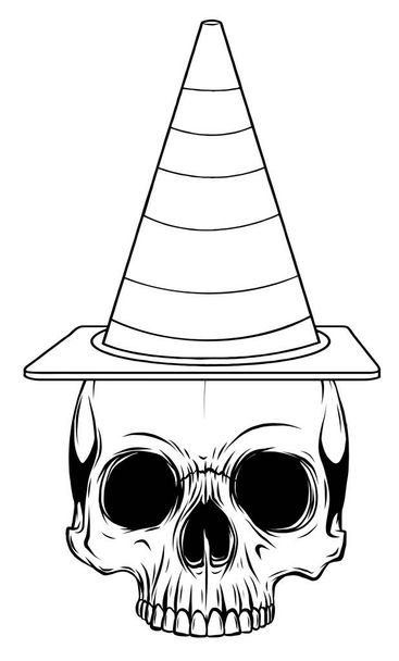 Vektorové ilustrační papír samolepka Halloween ikona čarodějnice klobouk s lebkou - Vektor, obrázek