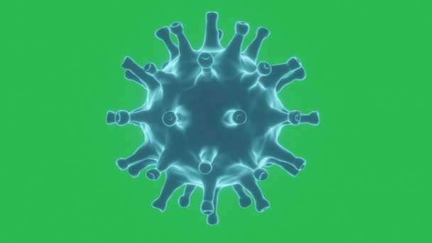 Coronavirus veya COVID-19 yeşil ekran arka planında hareket ediyor. 3 boyutlu virüs hücresi animasyon döngüsüne girdi. Sağlıklı bakım kavramı. - Video, Çekim