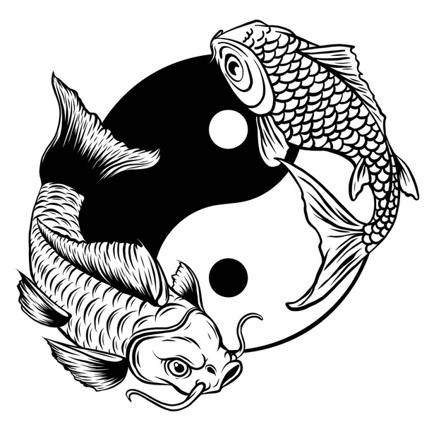 Yin Yang Koi kalavektorin kuvitustaide
 - Vektori, kuva