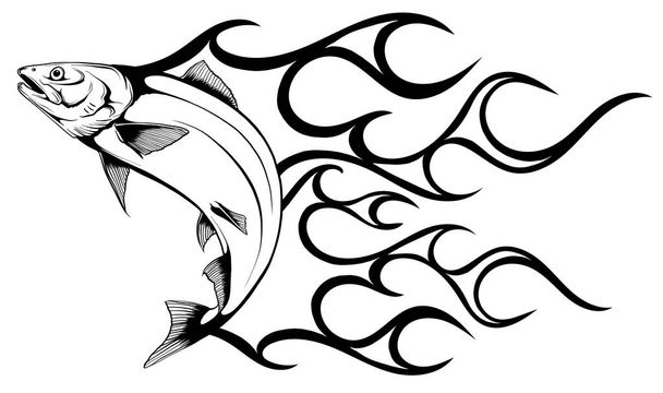Abstrakt Brennende Fische, Illustrationsvektordesign - Vektor, Bild
