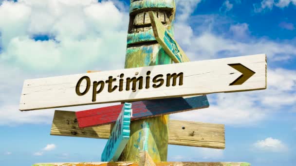 Street Sign the Way to Optimism  - Footage, Video