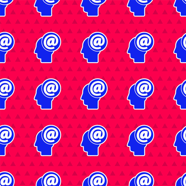 Blue Mail and e-mail icon isolated seamless pattern on red background. Envelope symbol e-mail. Email message sign. Vector Illustration - Vector, Image