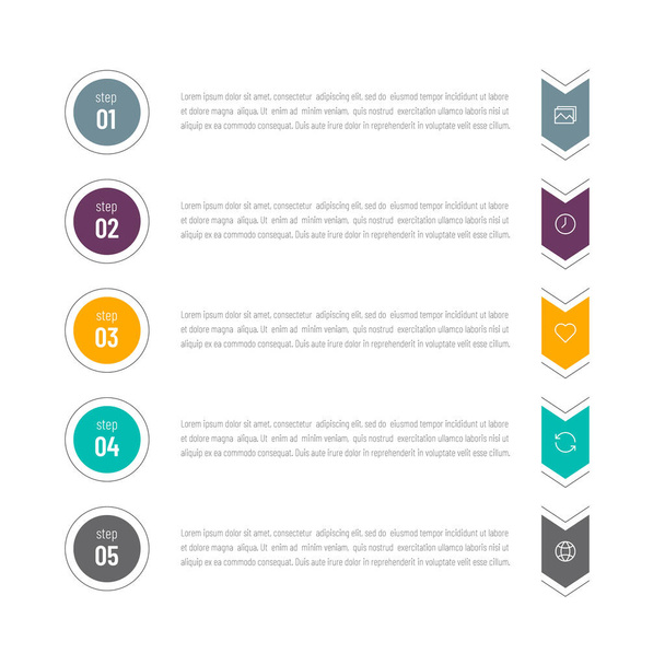 Modern abstract infographic with 5 steps or processes elements and icons. Business concept. Vector illustration - Vector, imagen