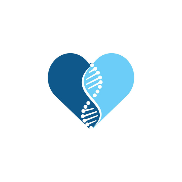 Science genetics and heart vector logo design. Genetic analysis, research biotech code DNA. Biotechnology genome chromosome. - Vector, Image