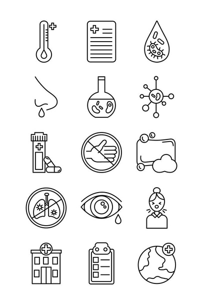 köteg kovid 19 tervek, vonal stílusú ikon - Vektor, kép