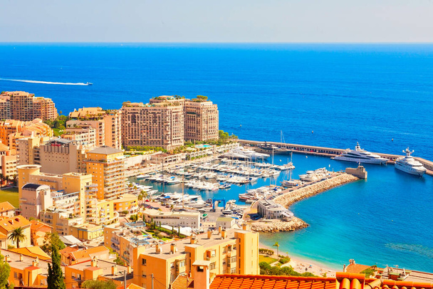 Panoramiczny widok na Monte Carlo, Monako - Zdjęcie, obraz