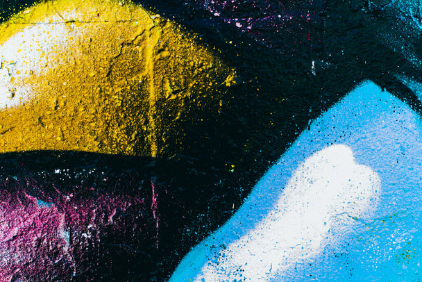 Nahaufnahme von farbenfrohen urbanen Wandtexturen. modernes Muster für Tapetendesign. kreativer urbaner Hintergrund. abstrakte offene Komposition. - Foto, Bild