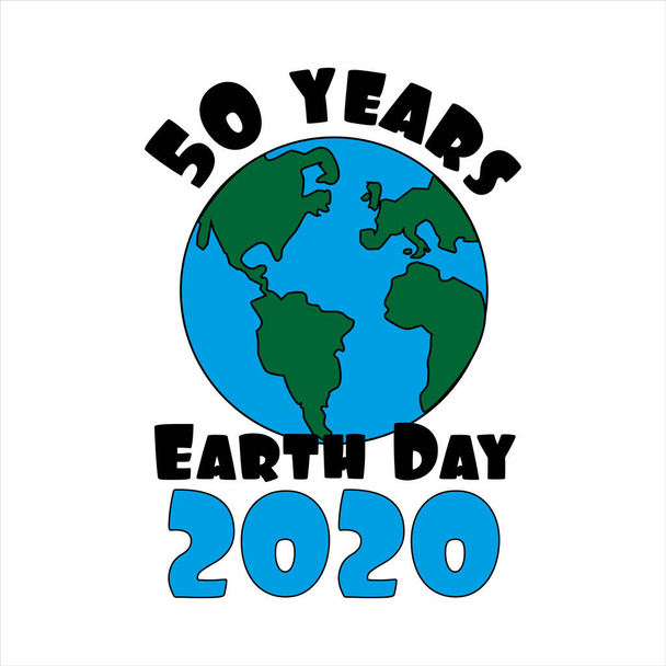 50 años Día de la Tierra 2020 texto- para el día del aniversario de la Tierra
. - Vector, Imagen