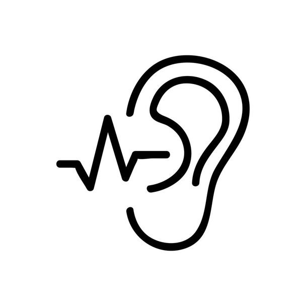 o ouvido ouve um vetor de ícones de onda sonora. a orelha ouve um sinal de onda sonora. ilustração de símbolo de contorno isolado
 - Vetor, Imagem