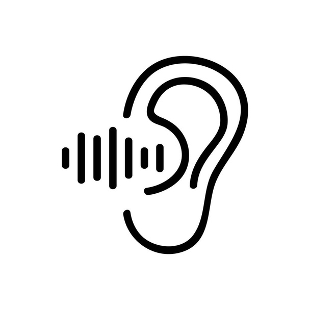 the ear hears sound icon vector. the ear hears sound sign. isolated contour symbol illustration - Vector, Image