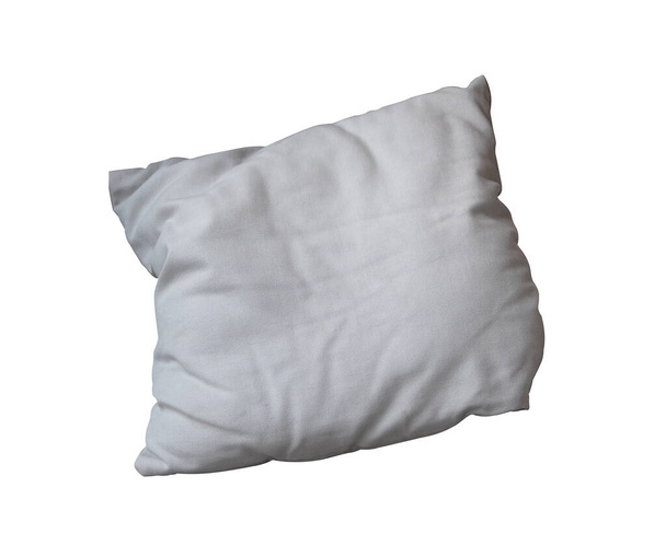 Close-up old white pillow isolated on white background - Photo, Image