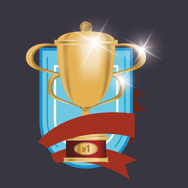 ícone de prêmio de copo de troféu dourado - Vetor, Imagem