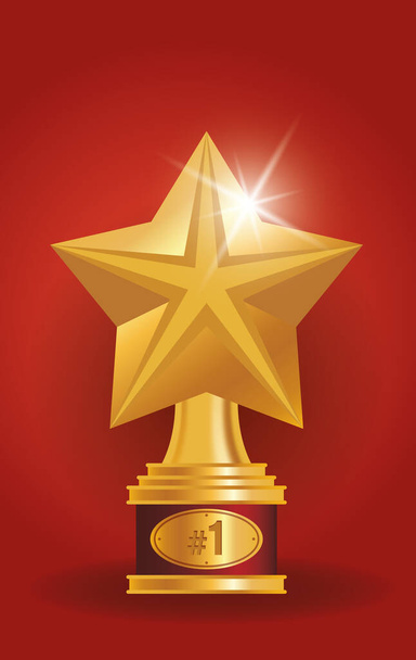 gouden trofee ster award icoon - Vector, afbeelding