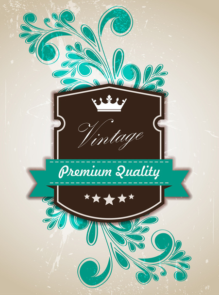 Vintage label with ribbon and floral - Vector, Image