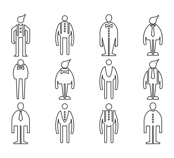 люди, мужские иконы линейный векторный набор
 - Вектор,изображение