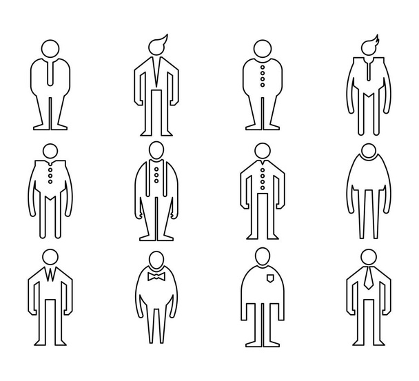 люди, мужские иконы линейный векторный набор
 - Вектор,изображение