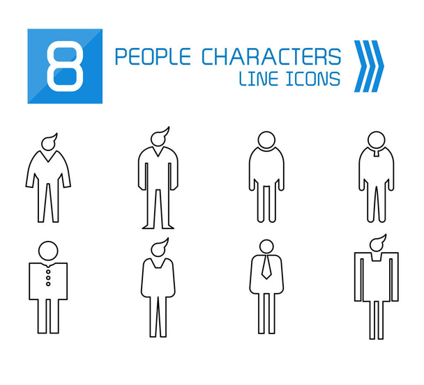 personas, iconos masculinos conjunto de vectores de línea
 - Vector, imagen
