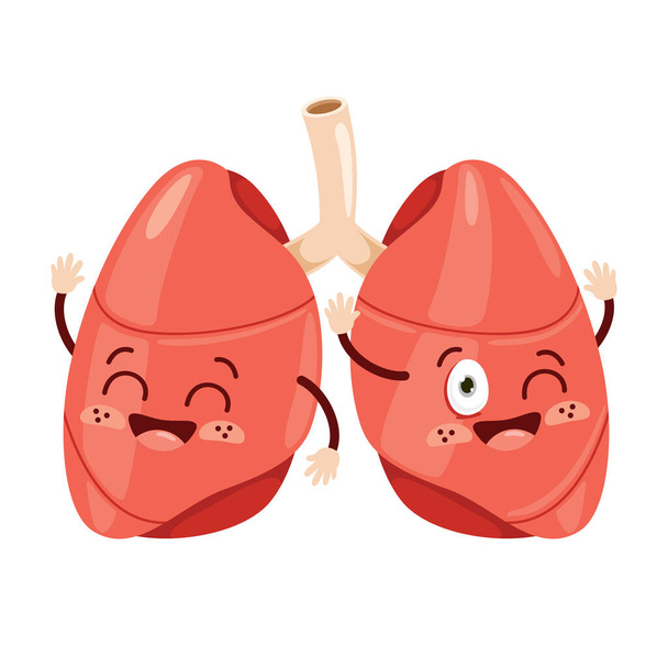 Dibujo de dibujos animados de pulmones humanos
 - Vector, Imagen